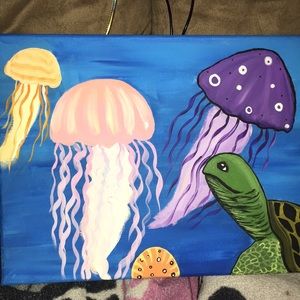 Turtle And Jellyfish Painting